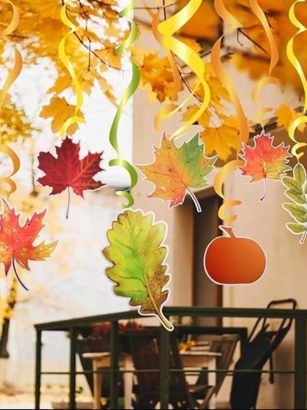30PCS Fall Swirl Decorations – Pumpkin & Leaf Hanging Decor for Thanksgiving